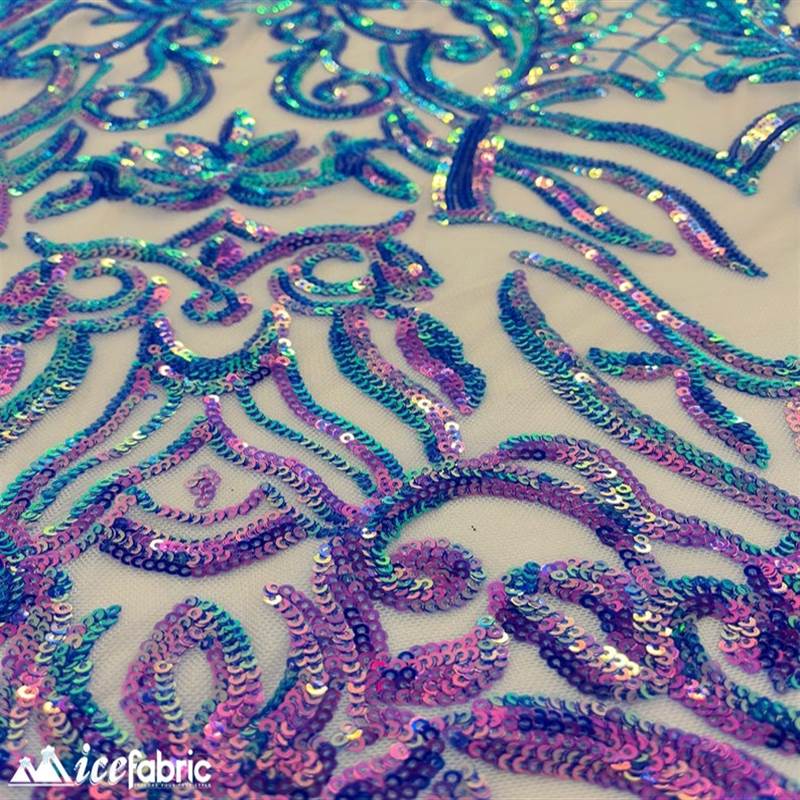 Mia Stretch Sequin Fabric |58” Wide| Embroidery Lace Mesh ICE FABRICS Purple Lilac