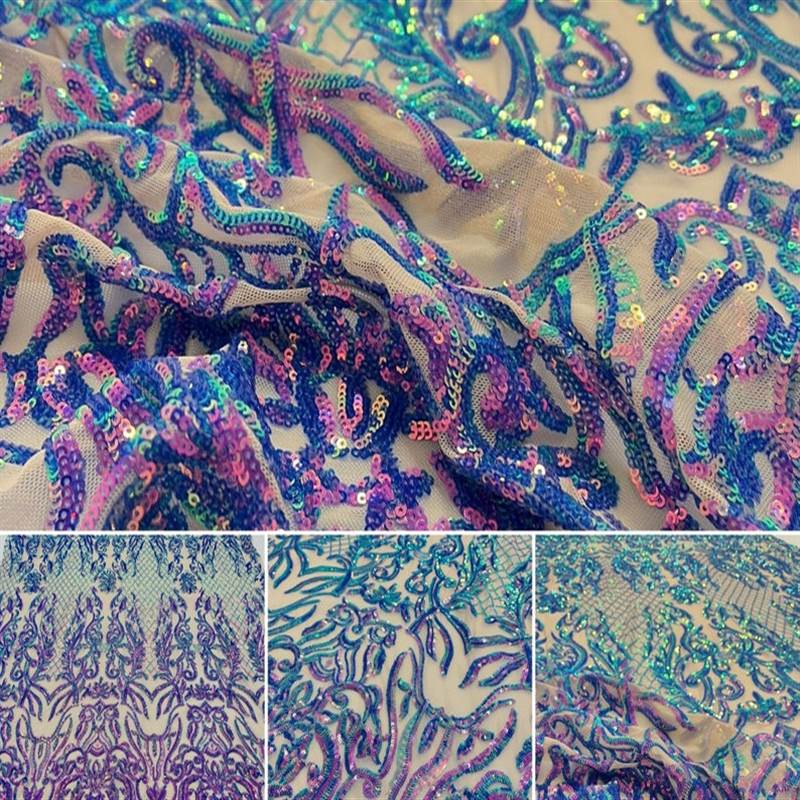 Mia Stretch Sequin Fabric |58” Wide| Embroidery Lace Mesh ICE FABRICS Purple Lilac