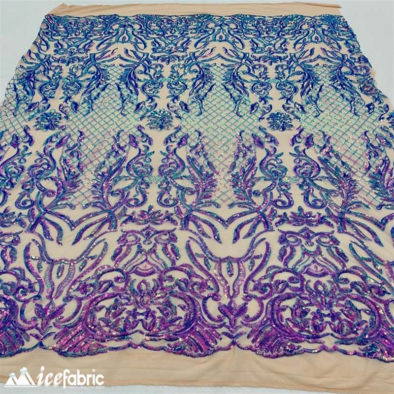 Mia Stretch Sequin Fabric |58” Wide| Embroidery Lace Mesh ICE FABRICS Purple Lilac