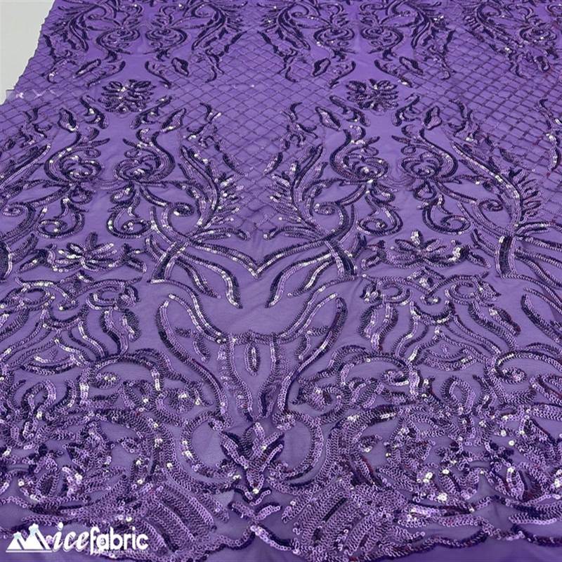 Mia Stretch Sequin Fabric |58” Wide| Embroidery Lace Mesh ICE FABRICS Purple
