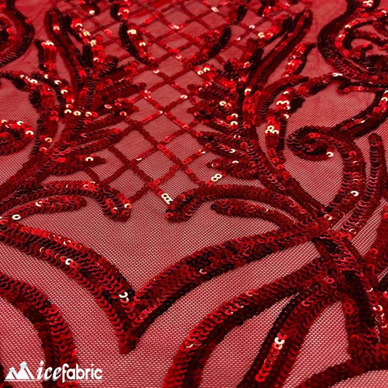 Mia Stretch Sequin Fabric |58” Wide| Embroidery Lace Mesh ICE FABRICS Red