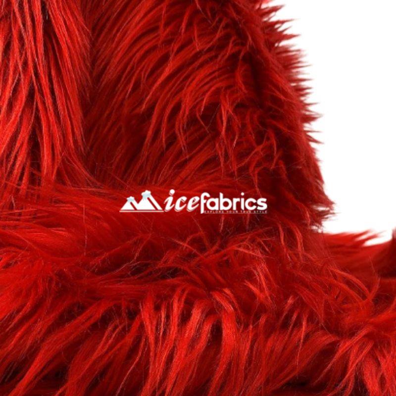 Shaggy Mohair Long Pile Faux Fur Fabric By The Yard ICE FABRICS Red