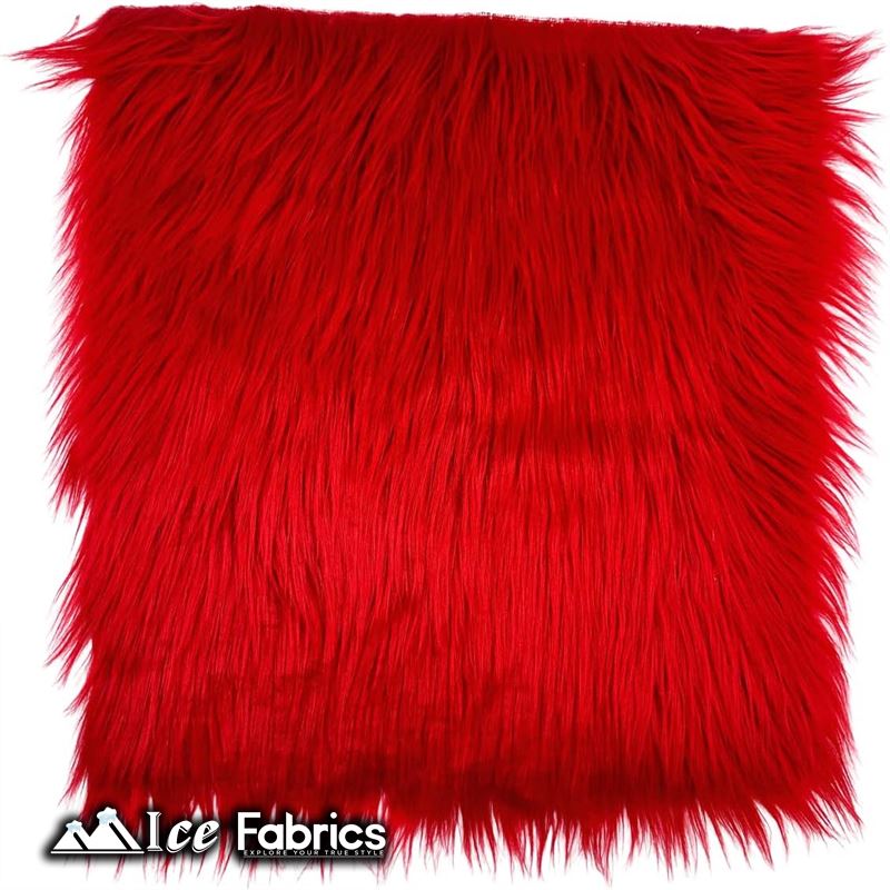 IceFabrics Square Shaggy Long Pile Faux Fur Fabric ICE FABRICS Red