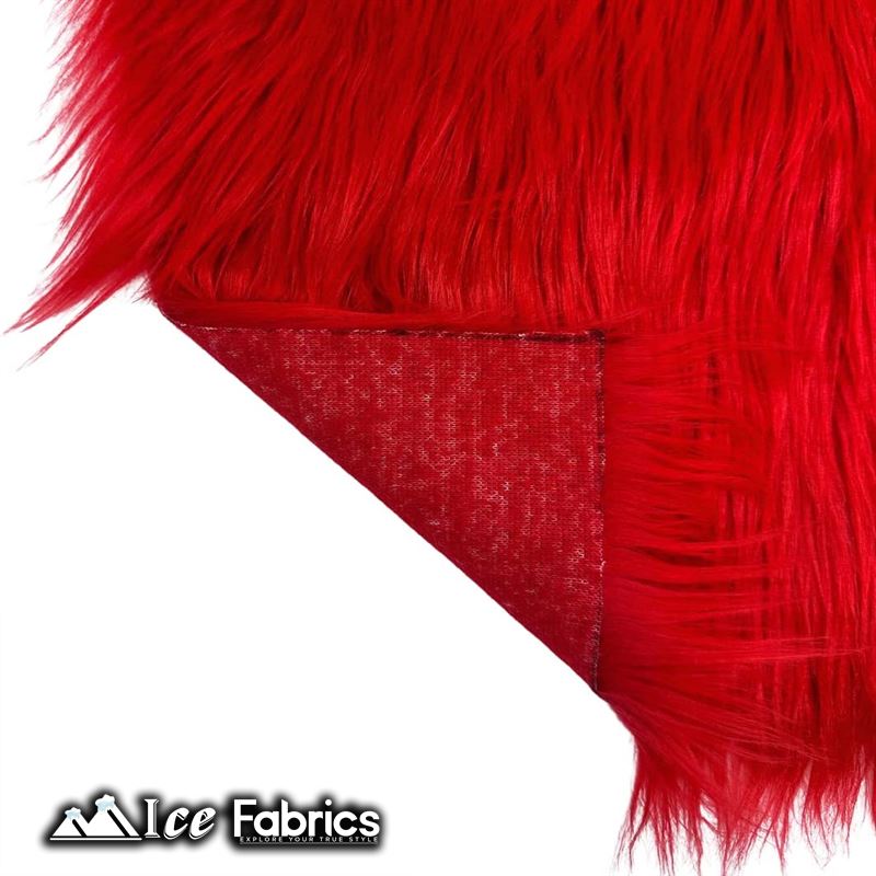 IceFabrics Square Shaggy Long Pile Faux Fur Fabric ICE FABRICS Red