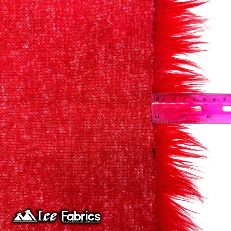 IceFabrics Square Shaggy Long Pile Faux Fur Fabric ICE FABRICS Red