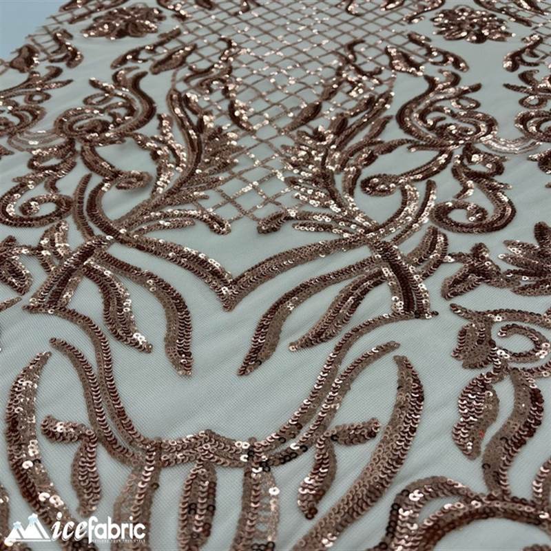 Mia Stretch Sequin Fabric |58” Wide| Embroidery Lace Mesh ICE FABRICS Rose Gold