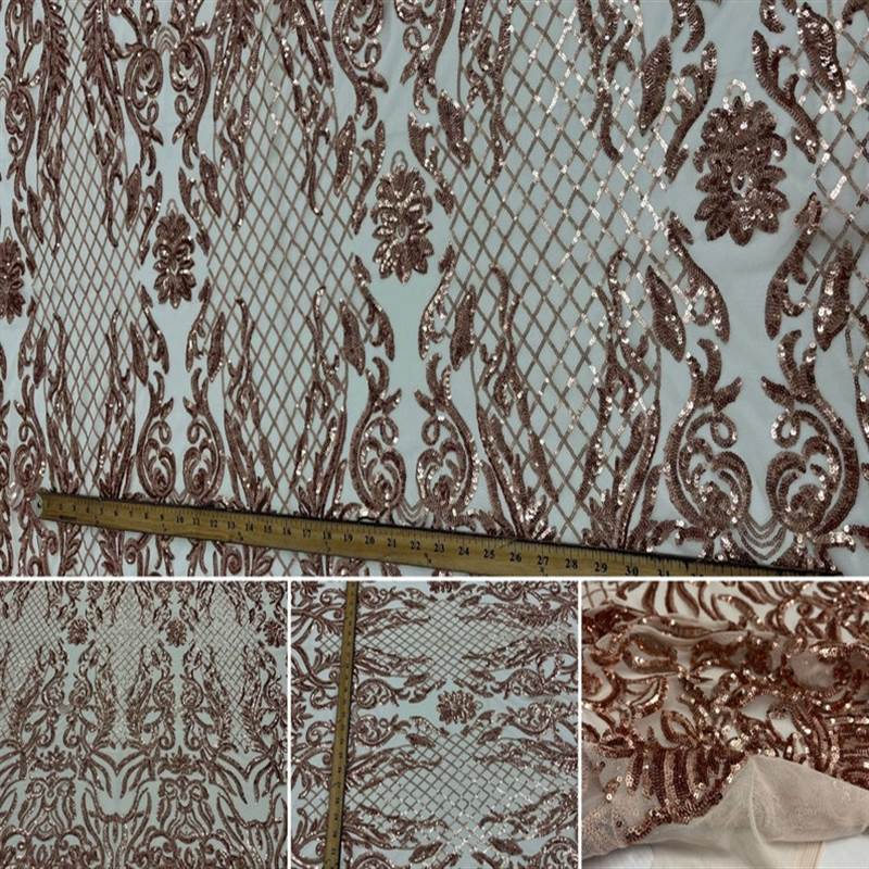 Mia Stretch Sequin Fabric |58” Wide| Embroidery Lace Mesh ICE FABRICS Rose Gold