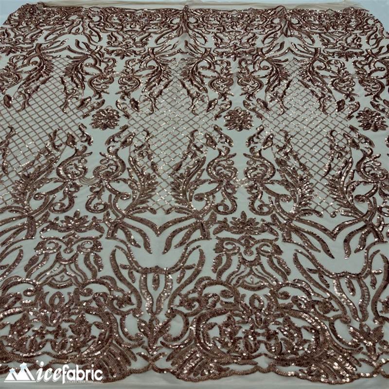 Mia Stretch Sequin Fabric |58” Wide| Embroidery Lace Mesh ICE FABRICS Rose Gold