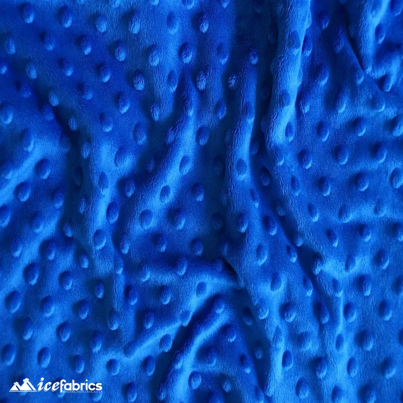 New Colors Dimple Bubble Polka Dot Minky Fabric ICE FABRICS Royal Blue