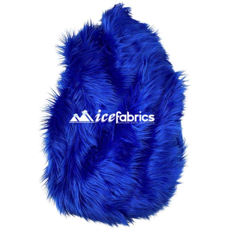 Shaggy Mohair Long Pile Faux Fur Fabric By The Yard ICE FABRICS Royal Blue