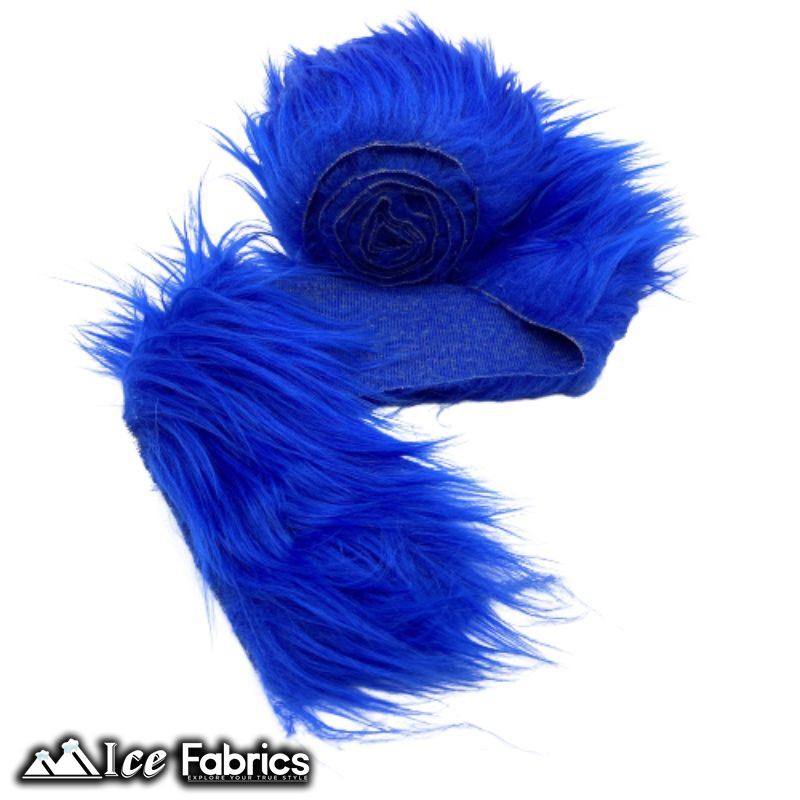 Shaggy Mohair Strips Ribbon Faux Fur Fabric Pre Cut Roll ICE FABRICS Royal Blue