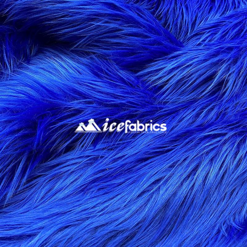 Shaggy Mohair Long Pile Faux Fur Fabric By The Yard ICE FABRICS Royal Blue