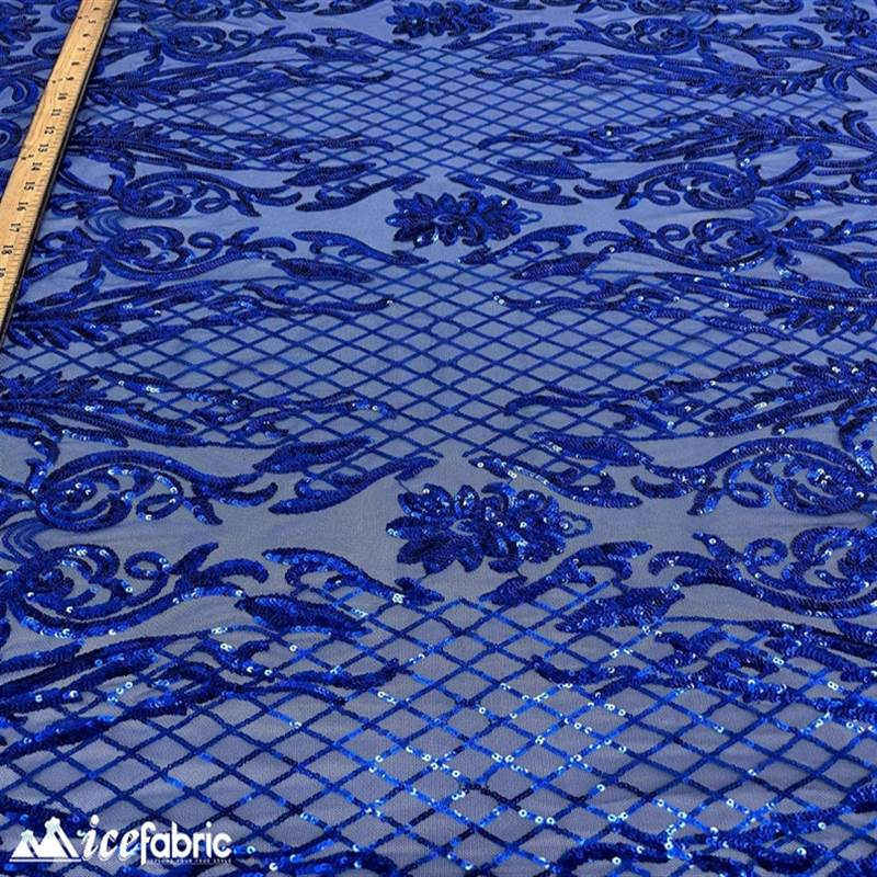 Mia Stretch Sequin Fabric |58” Wide| Embroidery Lace Mesh ICE FABRICS Royal Blue