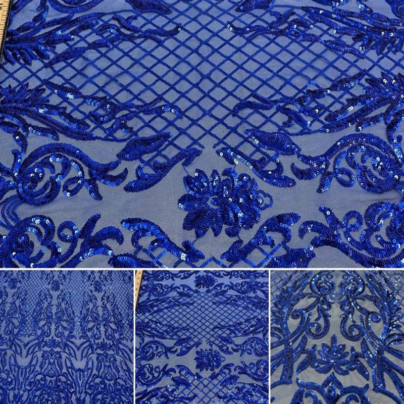 Mia Stretch Sequin Fabric |58” Wide| Embroidery Lace Mesh ICE FABRICS Royal Blue