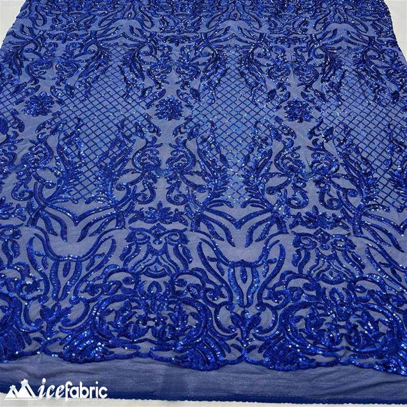 Mia Stretch Sequin Fabric |58” Wide| Embroidery Lace Mesh ICE FABRICS Royal Blue