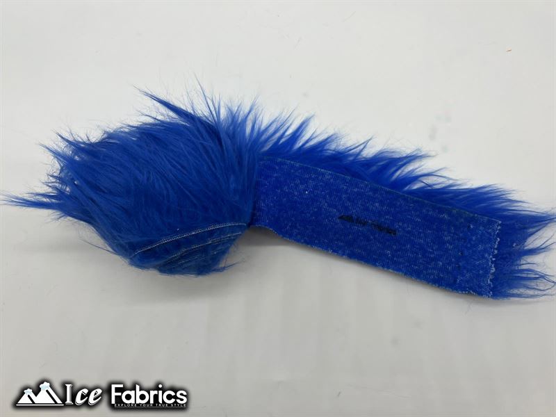 Shaggy Mohair Strips Ribbon Faux Fur Fabric Pre Cut Roll ICE FABRICS Royal Blue
