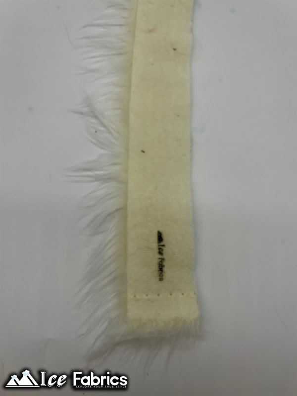 Shaggy Mohair Strips Ribbon Faux Fur Fabric Pre Cut Roll ICE FABRICS Ivory