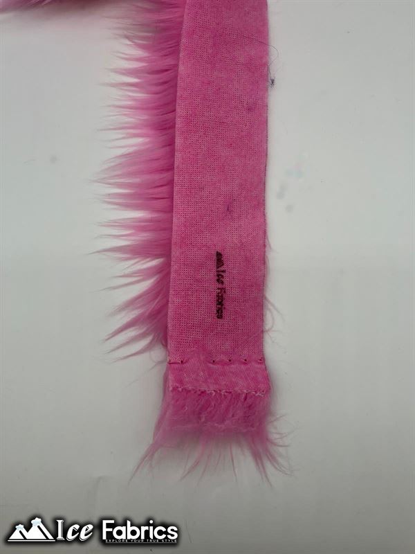 Shaggy Mohair Strips Ribbon Faux Fur Fabric Pre Cut Roll ICE FABRICS Bubble Gum
