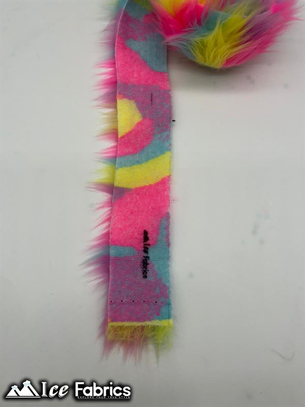 Shaggy Mohair Strips Ribbon Faux Fur Fabric Pre Cut Roll ICE FABRICS Pastel Rainbow