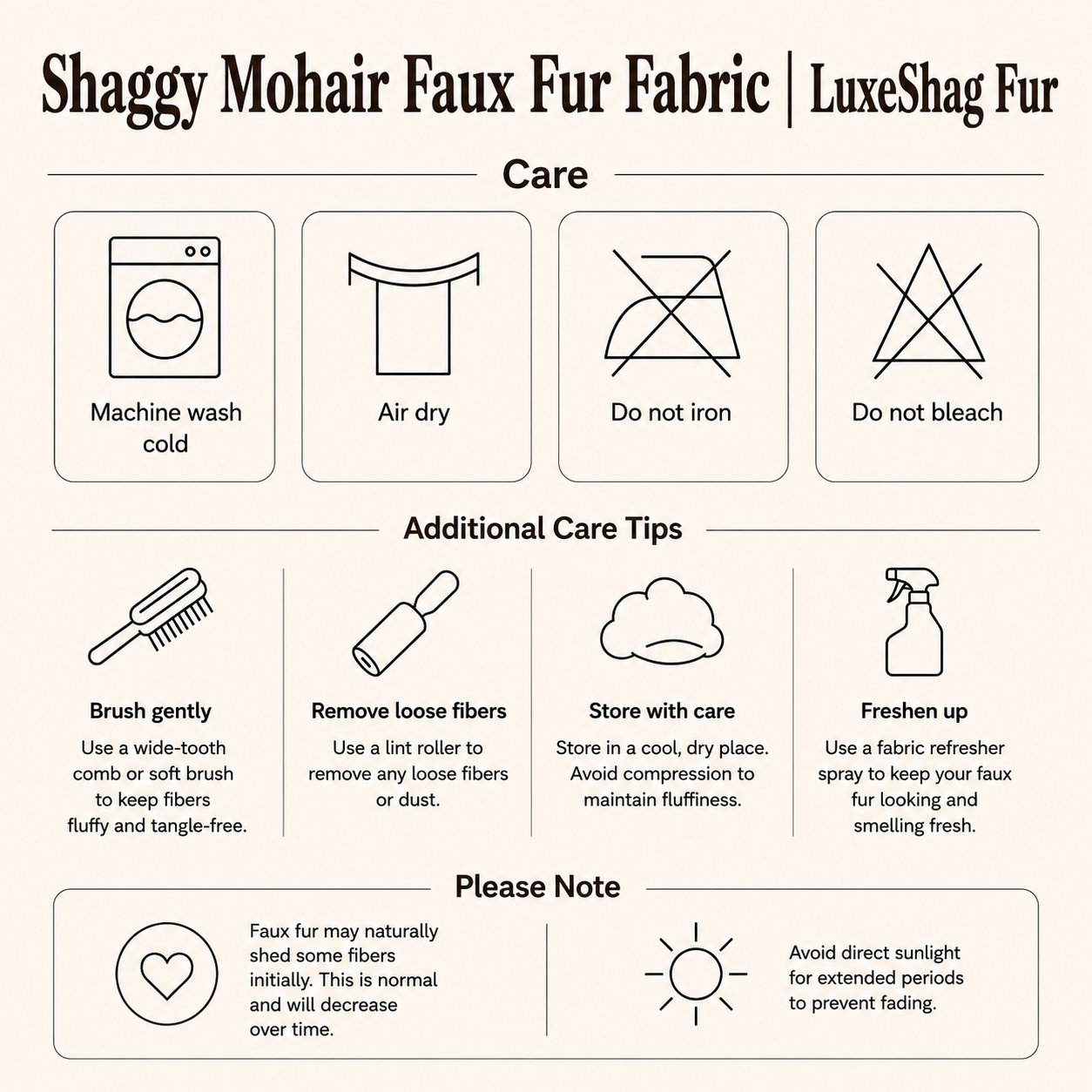 Shaggy Mohair Long Pile Faux Fur Fabric By The Yard