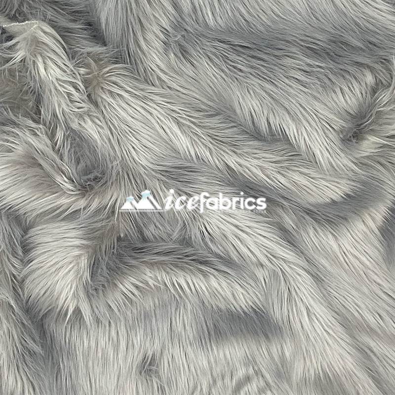 Shaggy Mohair Long Pile Faux Fur Fabric By The Yard ICE FABRICS Silver