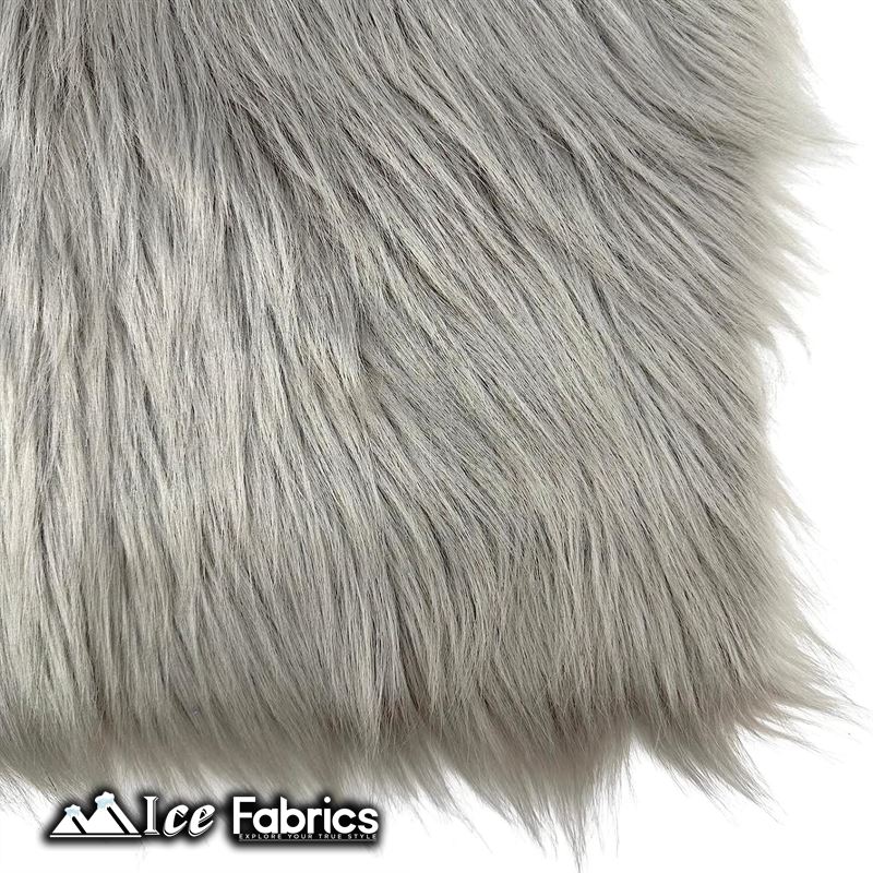 IceFabrics Square Shaggy Long Pile Faux Fur Fabric ICE FABRICS Silver