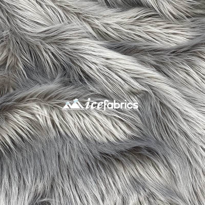 Shaggy Mohair Long Pile Faux Fur Fabric By The Yard ICE FABRICS Silver