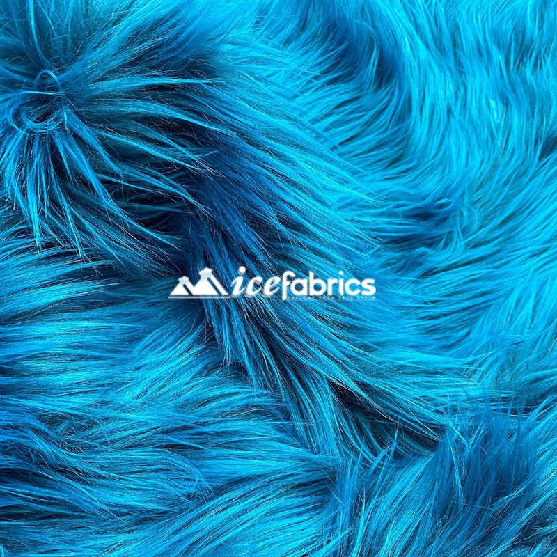 Shaggy Mohair Long Pile Faux Fur Fabric By The Yard ICE FABRICS Teal