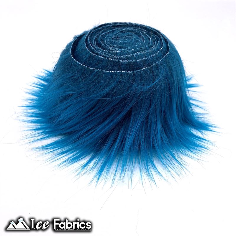 Shaggy Mohair Strips Ribbon Faux Fur Fabric Pre Cut Roll ICE FABRICS Teal