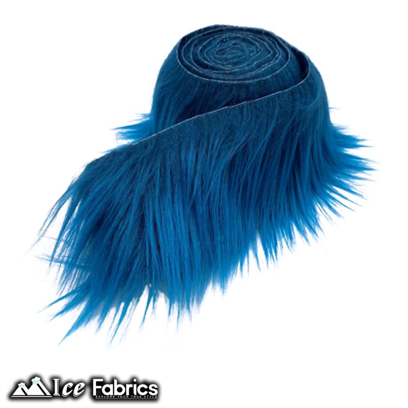 Shaggy Mohair Strips Ribbon Faux Fur Fabric Pre Cut Roll ICE FABRICS Teal