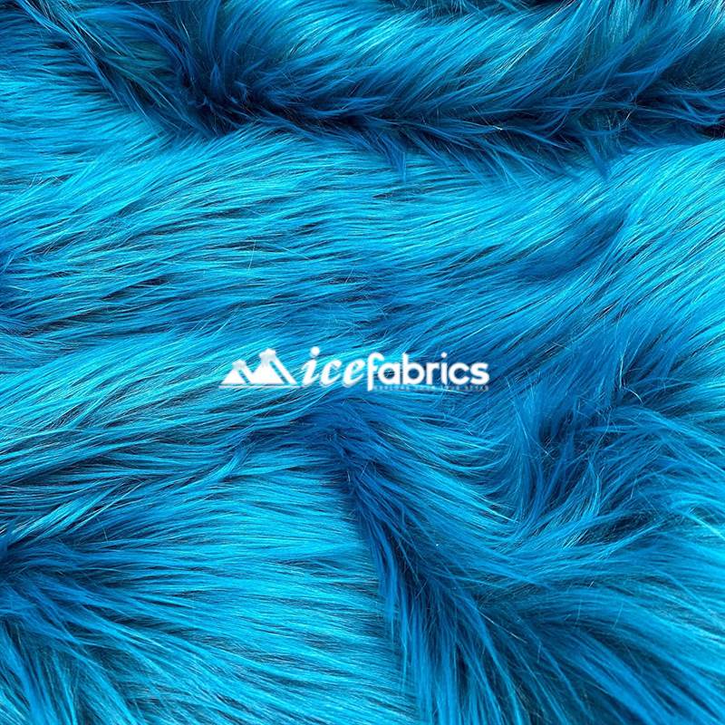 Shaggy Mohair Long Pile Faux Fur Fabric By The Yard ICE FABRICS Teal