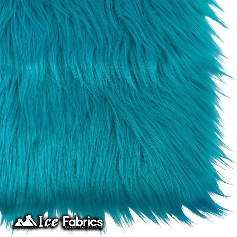 IceFabrics Square Shaggy Long Pile Faux Fur Fabric ICE FABRICS Turquoise