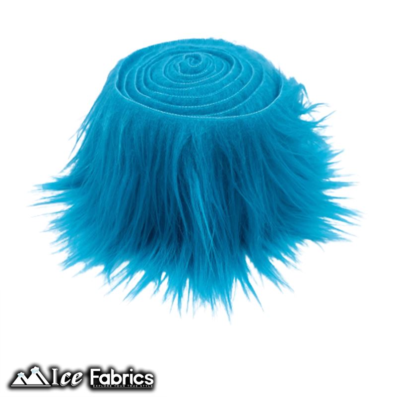Shaggy Mohair Strips Ribbon Faux Fur Fabric Pre Cut Roll ICE FABRICS Turquoise