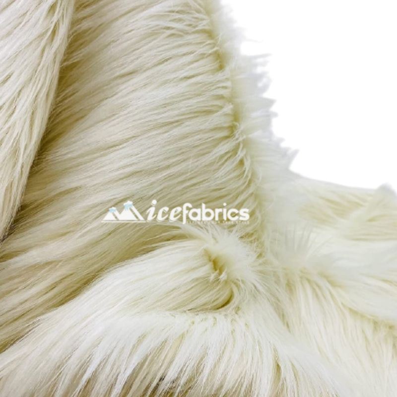 Shaggy Mohair Long Pile Faux Fur Fabric By The Yard ICE FABRICS Ivory