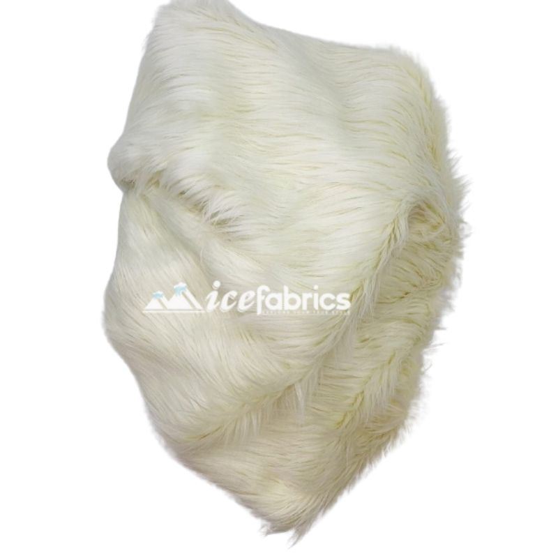 Shaggy Mohair Long Pile Faux Fur Fabric By The Yard ICE FABRICS Ivory