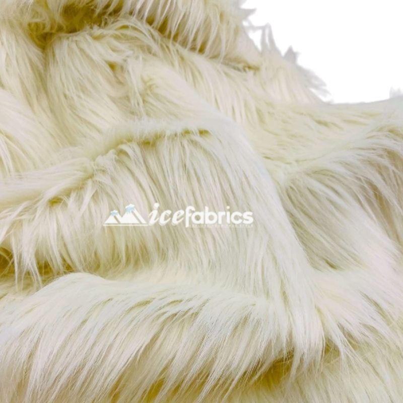 Shaggy Mohair Long Pile Faux Fur Fabric By The Yard ICE FABRICS Ivory