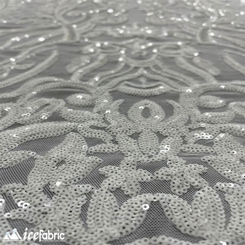 Mia Stretch Sequin Fabric |58” Wide| Embroidery Lace Mesh ICE FABRICS White