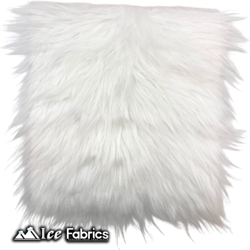 IceFabrics Square Shaggy Long Pile Faux Fur Fabric ICE FABRICS White