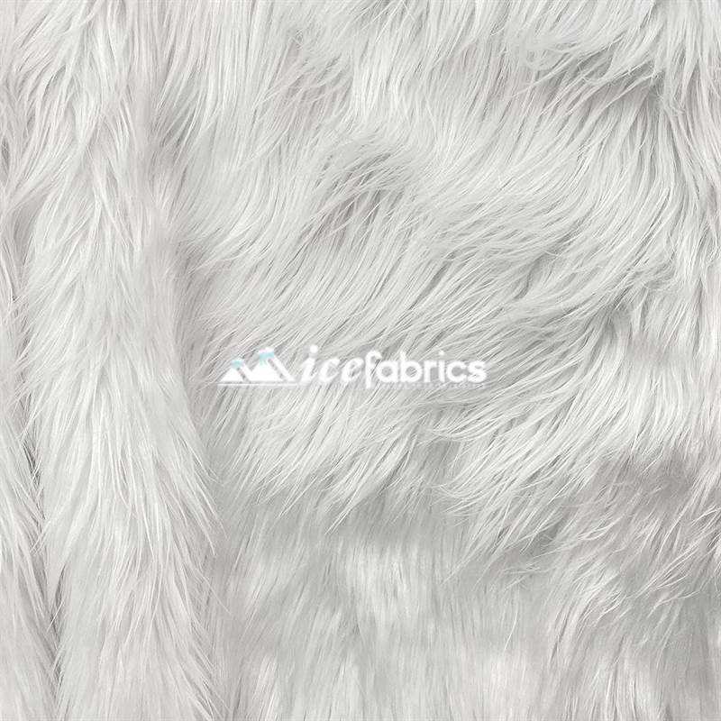 Shaggy Mohair Long Pile Faux Fur Fabric By The Yard ICE FABRICS White