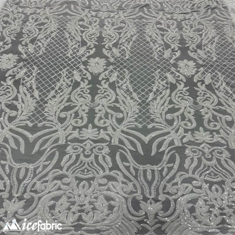 Mia Stretch Sequin Fabric |58” Wide| Embroidery Lace Mesh ICE FABRICS White