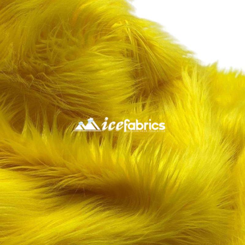 Shaggy Mohair Long Pile Faux Fur Fabric By The Yard ICE FABRICS Yellow