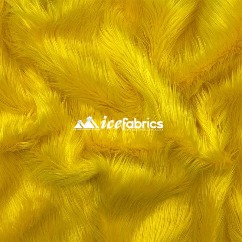 Shaggy Mohair Long Pile Faux Fur Fabric By The Yard ICE FABRICS Yellow