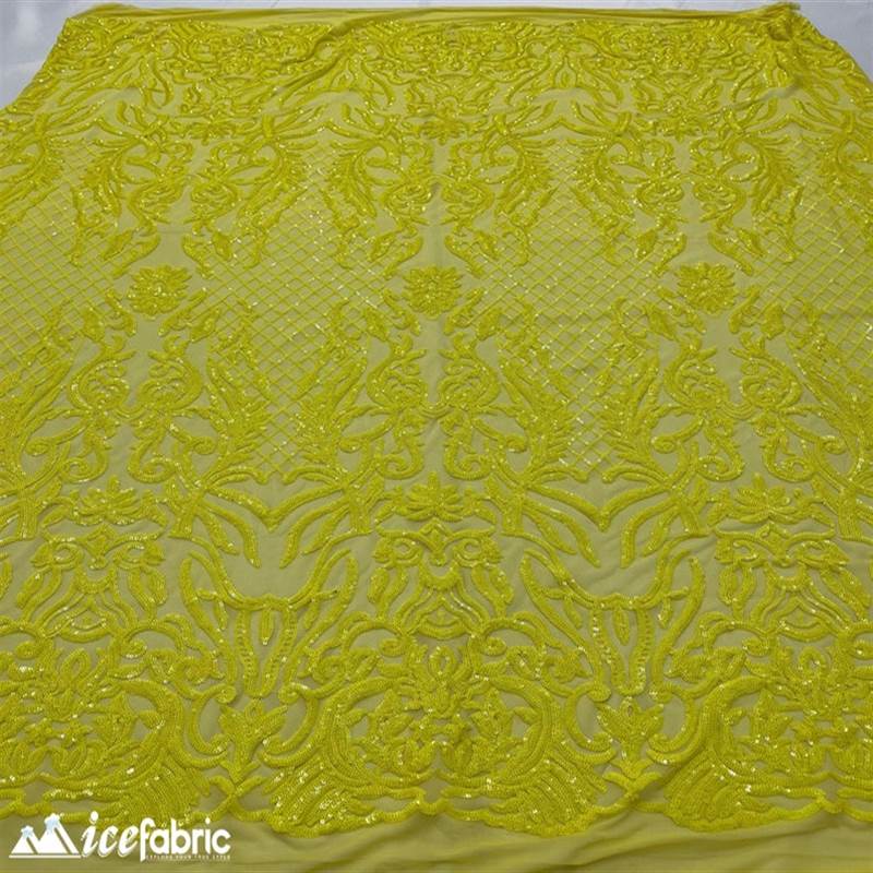 Mia Stretch Sequin Fabric |58” Wide| Embroidery Lace Mesh ICE FABRICS Yellow
