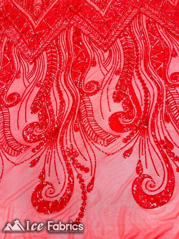 African Sequin Fabric 4 Way Spandex Stretch Sequin FabricICE FABRICSICE FABRICSRedBy The Yard (60" Wide)African Sequin Fabric 4 Way Spandex Stretch Sequin Fabric ICE FABRICS Red