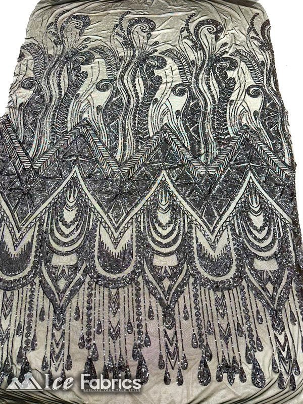 African Sequin Fabric 4 Way Spandex Stretch Sequin FabricICE FABRICSICE FABRICSBlackBy The Yard (60" Wide)African Sequin Fabric 4 Way Spandex Stretch Sequin Fabric ICE FABRICS Black