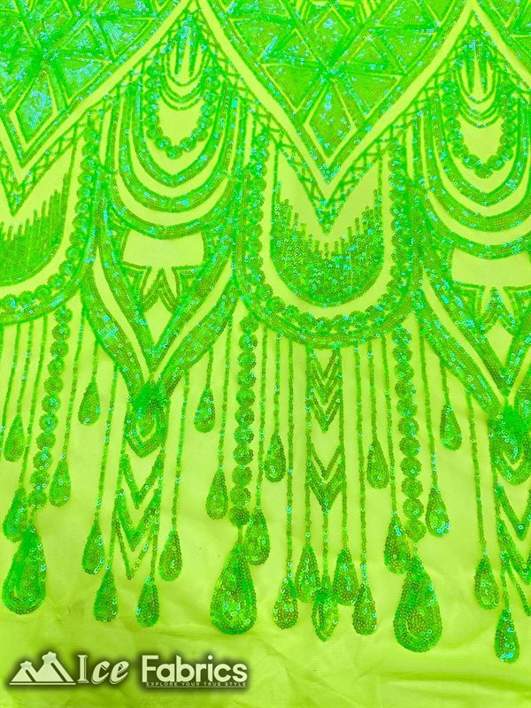 African Sequin Fabric 4 Way Spandex Stretch Sequin FabricICE FABRICSICE FABRICSNeon GreenBy The Yard (60" Wide)African Sequin Fabric 4 Way Spandex Stretch Sequin Fabric ICE FABRICS Neon Green