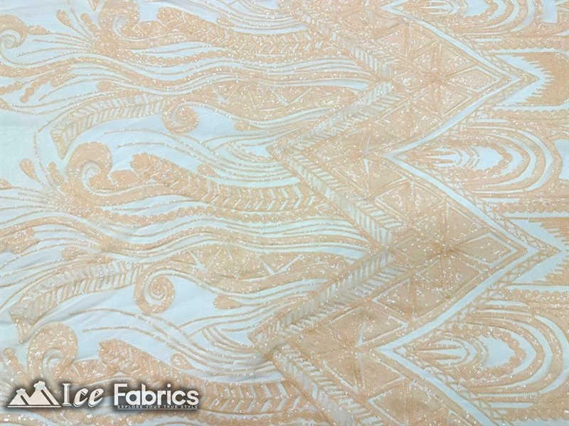 African Sequin Fabric 4 Way Spandex Stretch Sequin FabricICE FABRICSICE FABRICSPeachBy The Yard (60" Wide)African Sequin Fabric 4 Way Spandex Stretch Sequin Fabric ICE FABRICS Peach