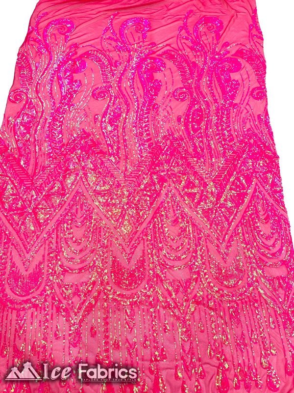 African Sequin Fabric 4 Way Spandex Stretch Sequin FabricICE FABRICSICE FABRICSNeon FuchsiaBy The Yard (60" Wide)African Sequin Fabric 4 Way Spandex Stretch Sequin Fabric ICE FABRICS Neon Fuchsia