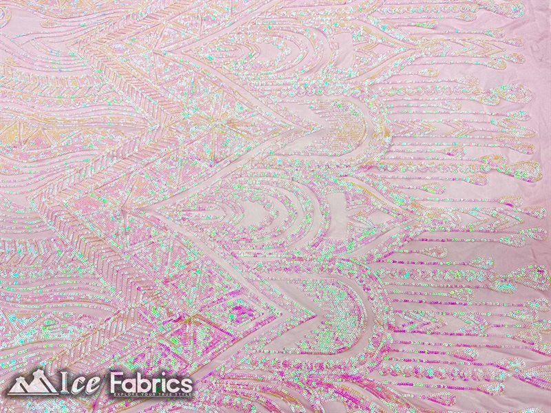 African Sequin Fabric 4 Way Spandex Stretch Sequin FabricICE FABRICSICE FABRICSIridescent PinkBy The Yard (60" Wide)African Sequin Fabric 4 Way Spandex Stretch Sequin Fabric ICE FABRICS Iridescent Pink