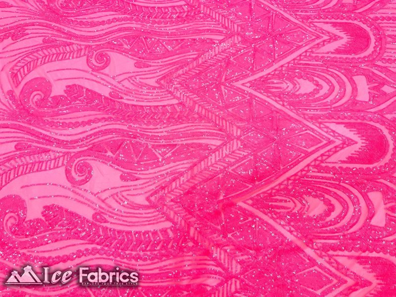 African Sequin Fabric 4 Way Spandex Stretch Sequin FabricICE FABRICSICE FABRICSNeon PinkBy The Yard (60" Wide)African Sequin Fabric 4 Way Spandex Stretch Sequin Fabric ICE FABRICS Neon Pink